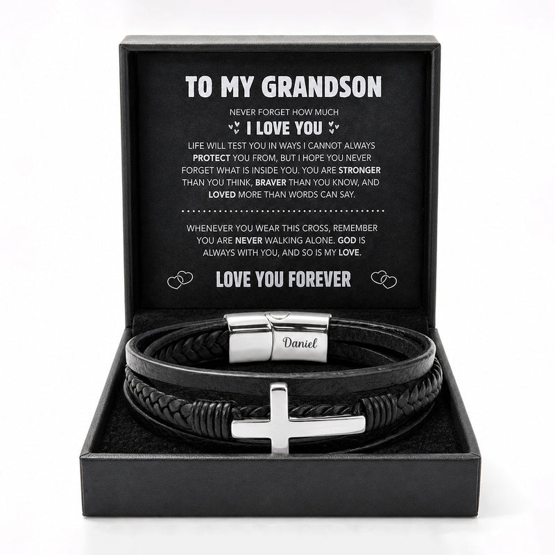 To My Grandson Strength & Faith Cross Bracelet