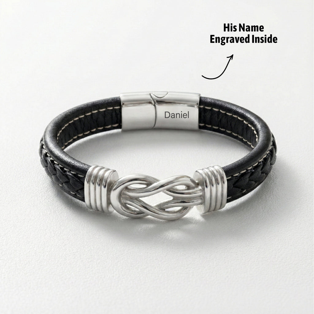 Son's Infinity Bracelet with Custom Engraving