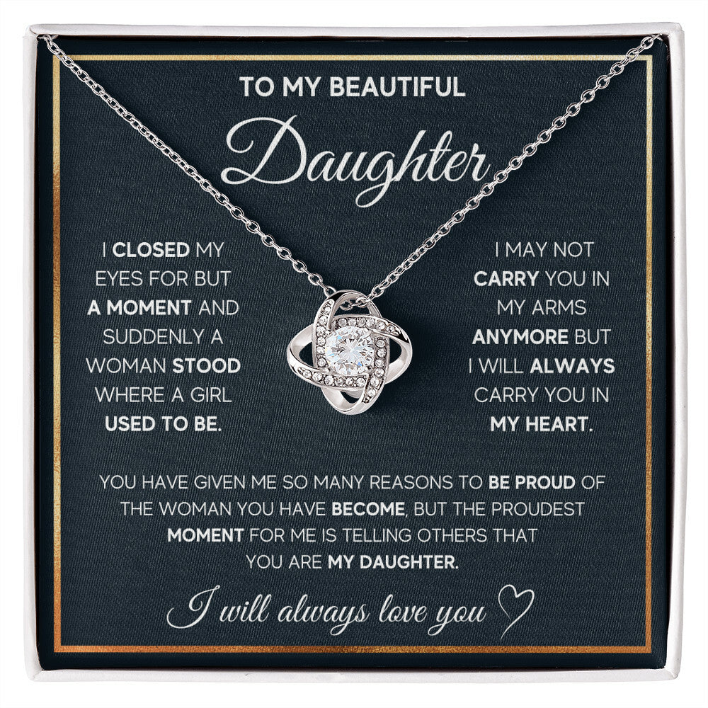 To My Daughter – Forever in My Heart Love Knot Necklace