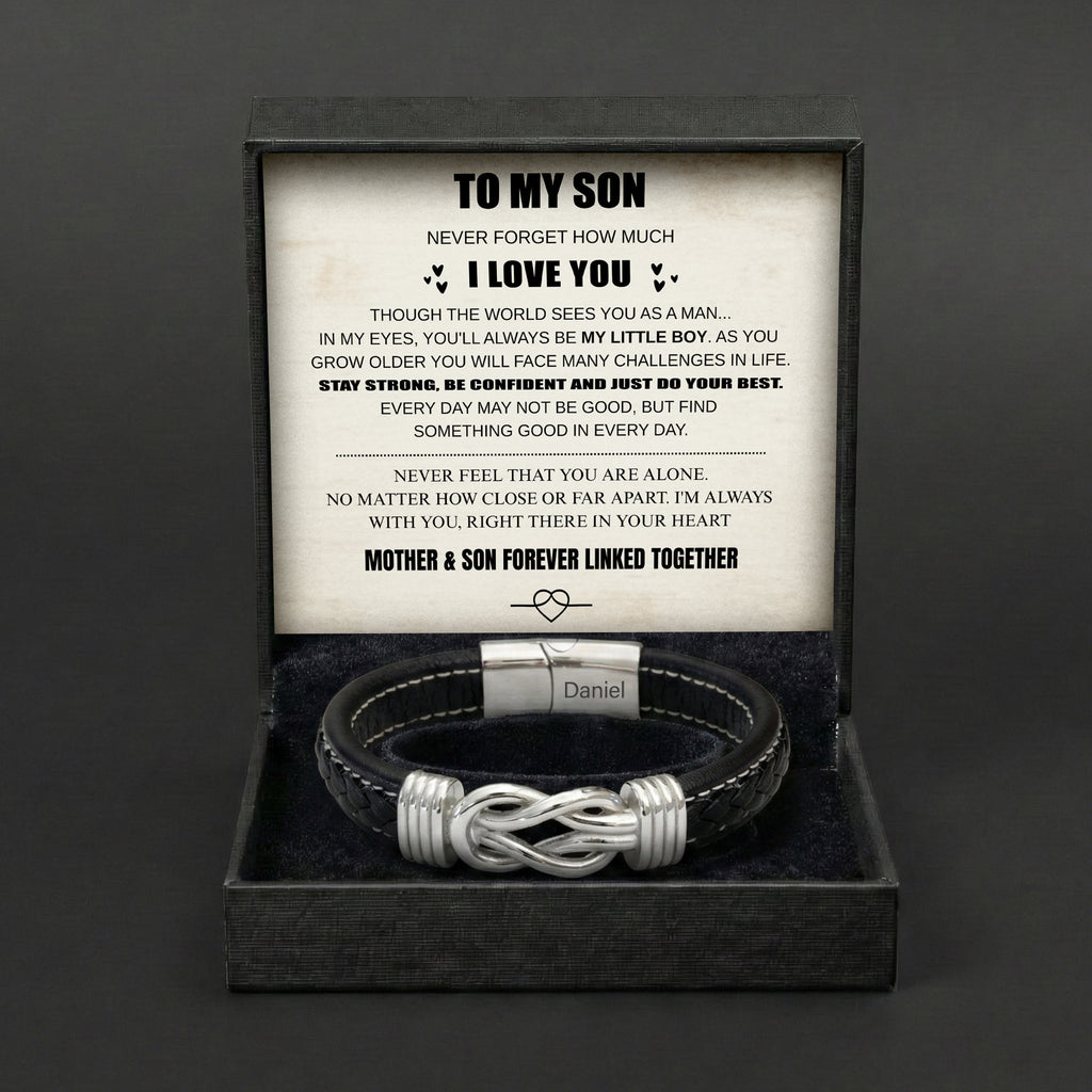 Son's Infinity Bracelet with Custom Engraving