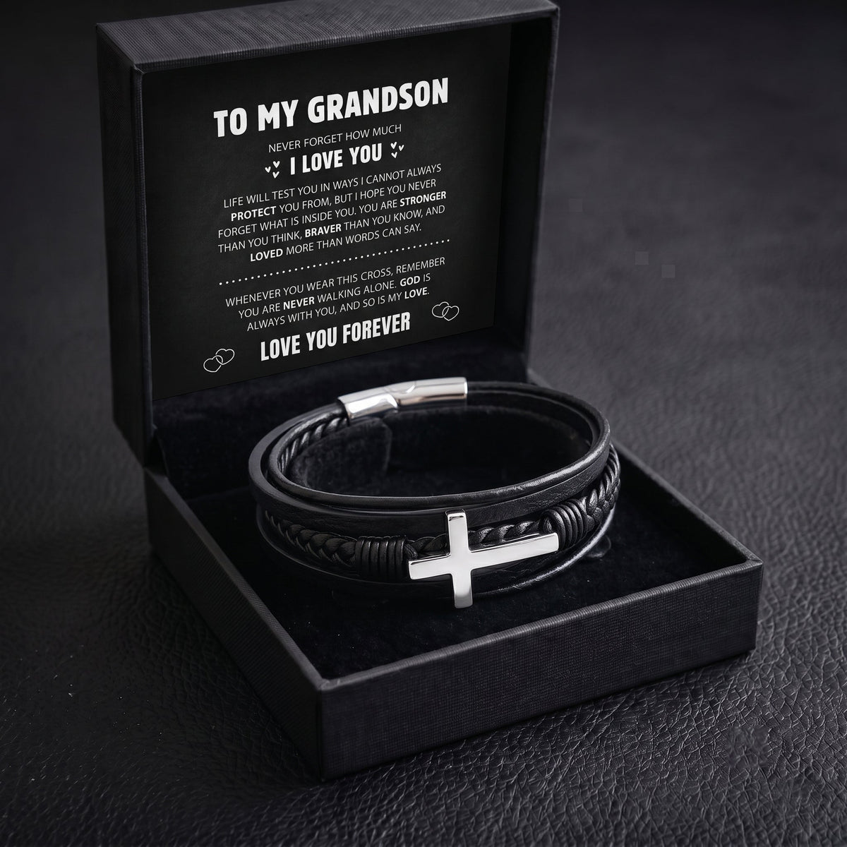 To My Grandson Strength & Faith Cross Bracelet