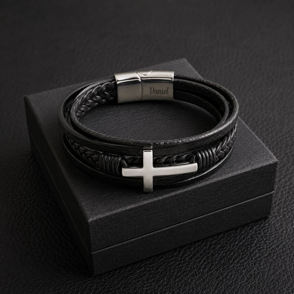 To My Grandson Strength & Faith Cross Bracelet