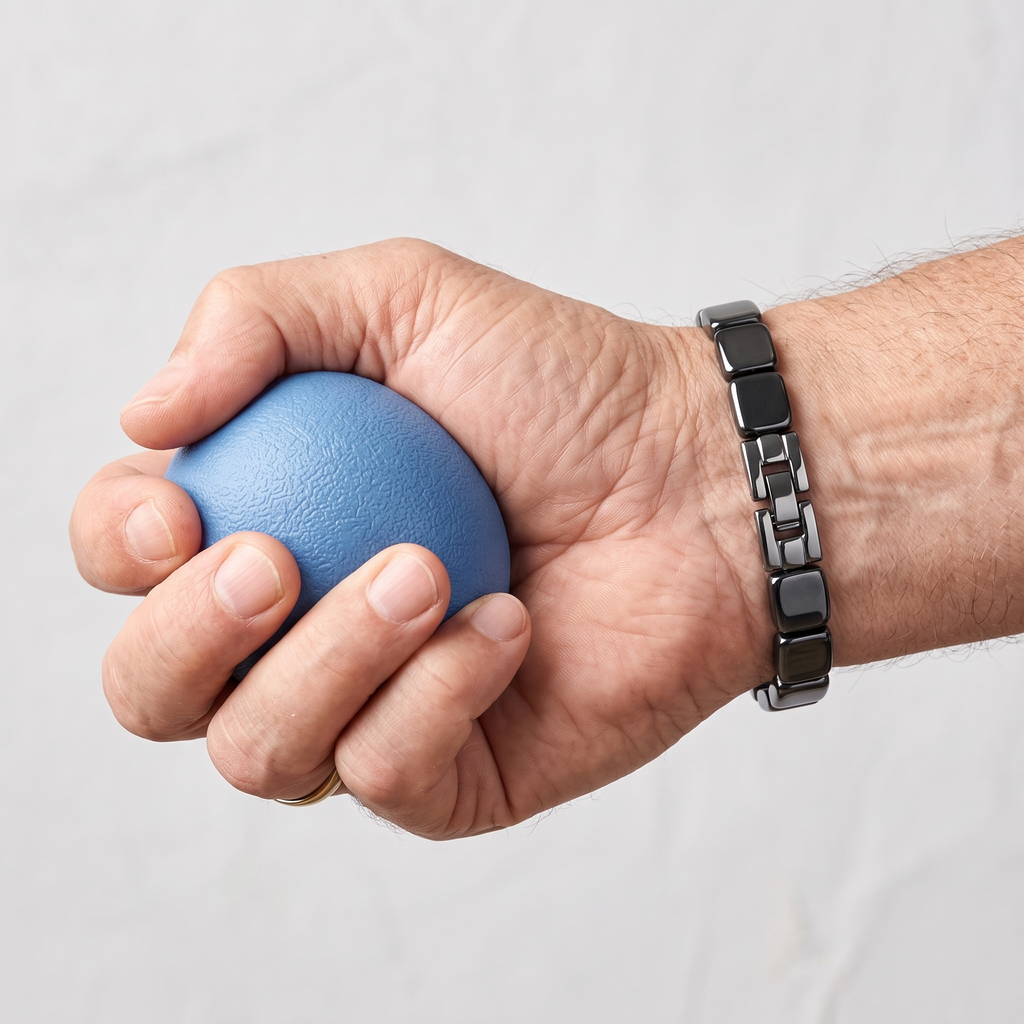 Bracelet worn during grip strength test