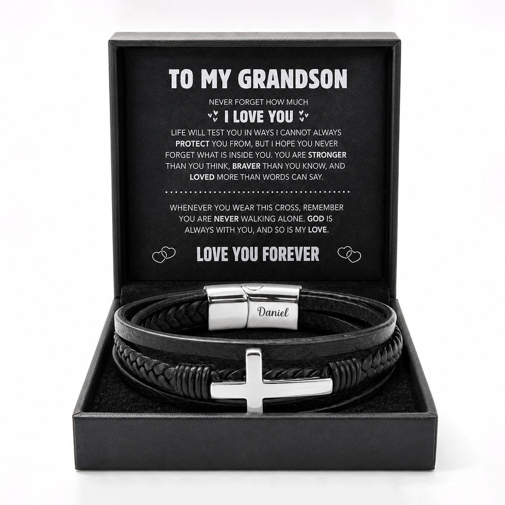 To My Grandson Strength & Faith Cross Bracelet
