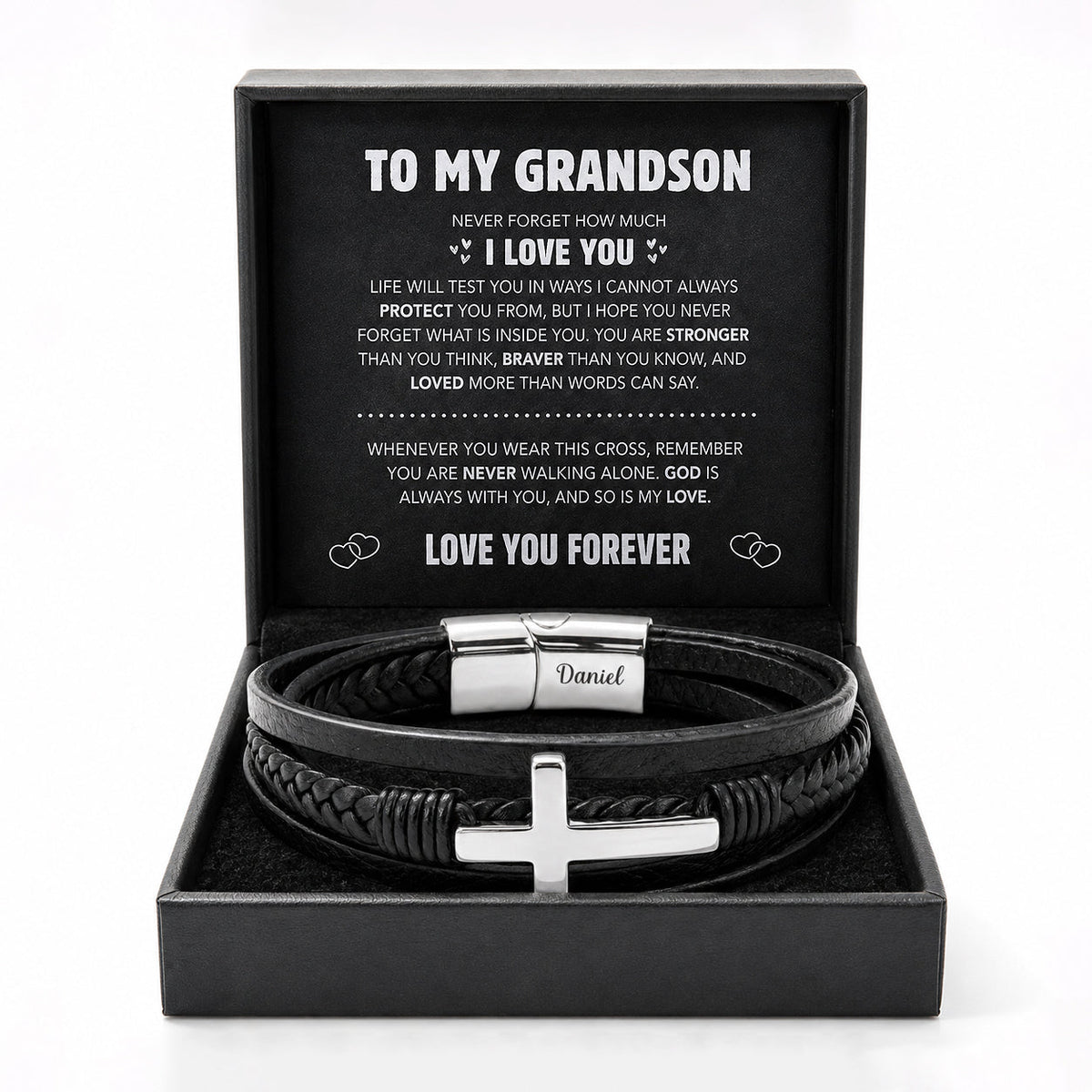 To My Grandson Strength & Faith Cross Bracelet